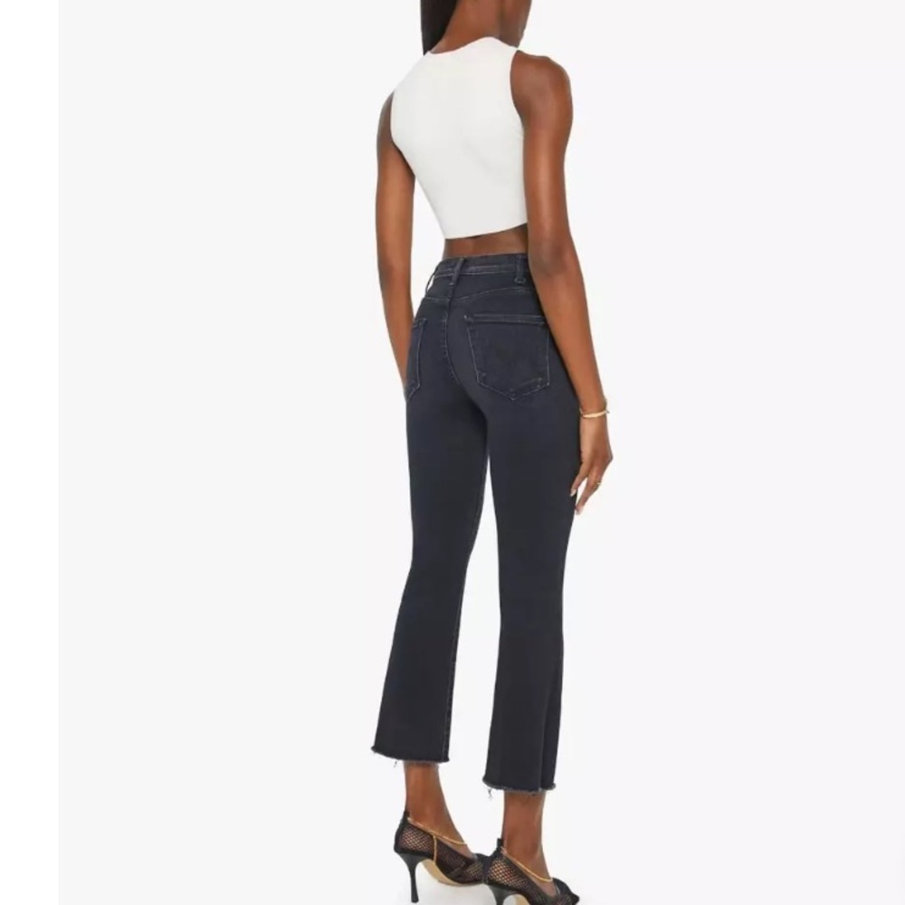 MOTHER HUSTLER ANKLE FRAY HEM BLACK STRETCHY DENIM JEAN PANTS 27